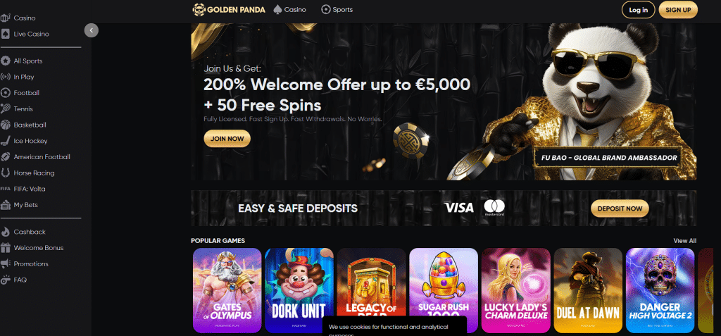 Golden Panda - screenshot of offshore sports betting site